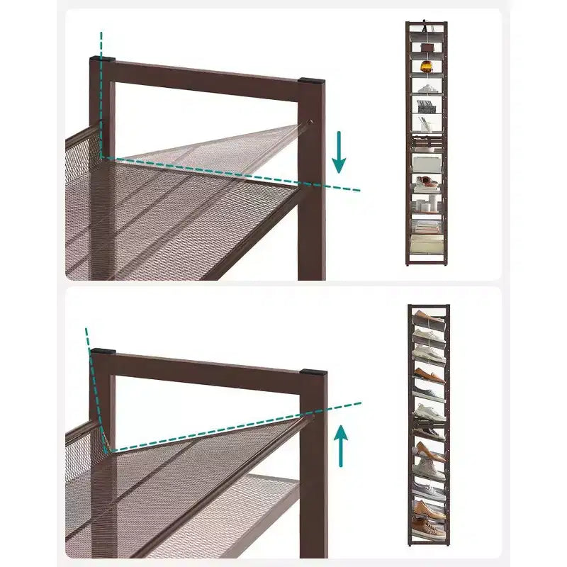 12-Tier Shoe Rack Tall Metal Shoe Storage Organizer
