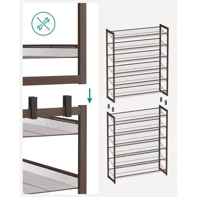 12-Tier Shoe Rack Tall Metal Shoe Storage Organizer