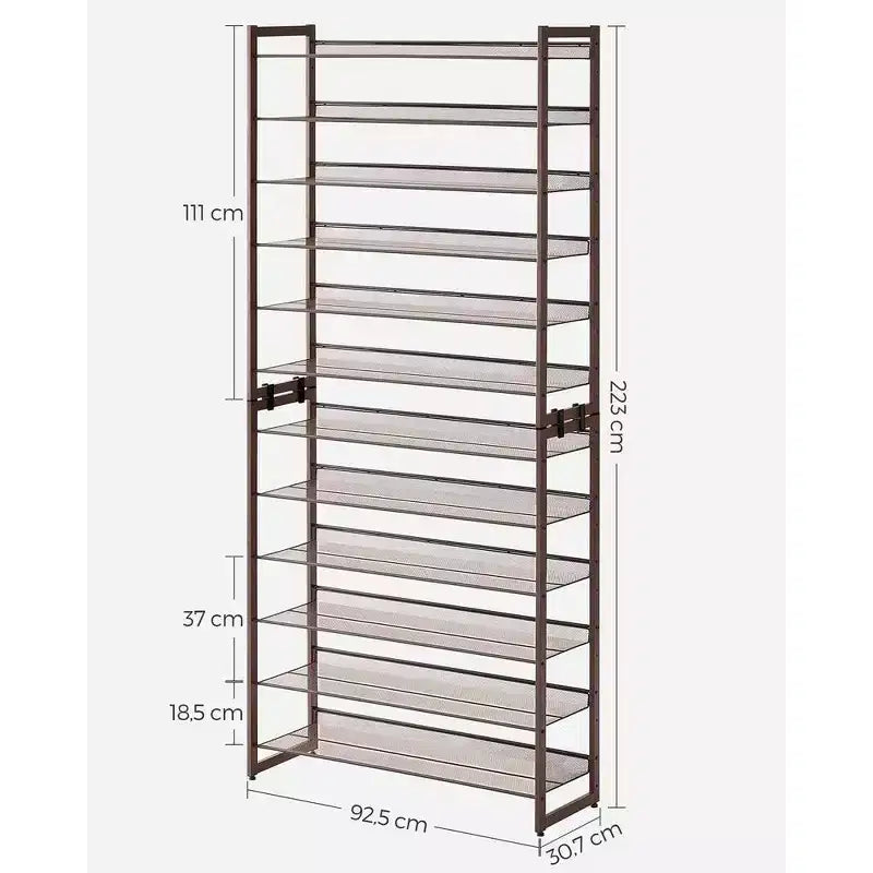 12-Tier Shoe Rack Tall Metal Shoe Storage Organizer