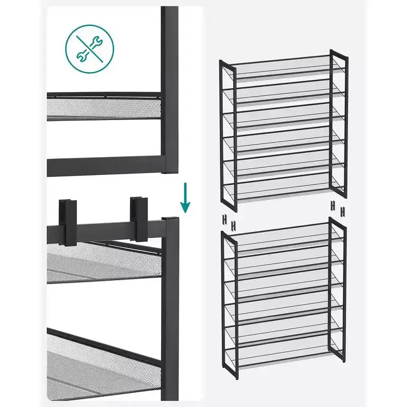 12-Tier Shoe Rack Tall Metal Shoe Storage Organizer