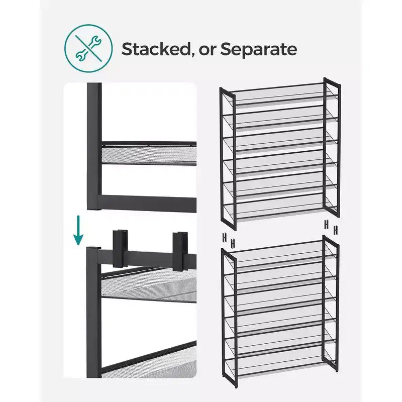 12-Tier Shoe Rack Tall Metal Shoe Storage Organizer
