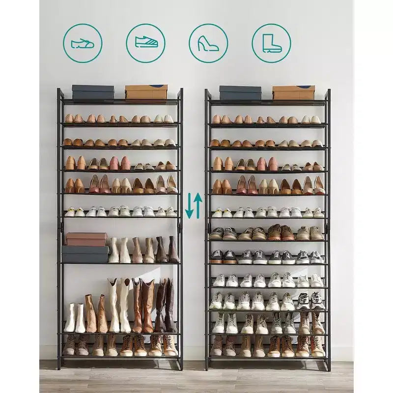 12-Tier Shoe Rack Tall Metal Shoe Storage Organizer