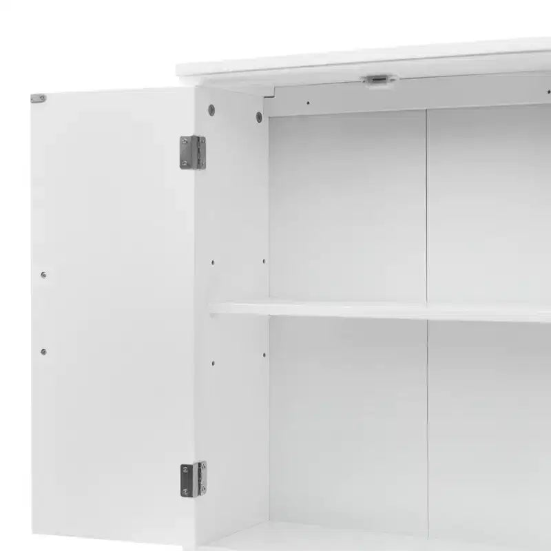 Teamson Home Newport Wall Mounted Storage Cabinet with 2 Doors, Adjustable Shelf and Brushed Nickel Handles, White