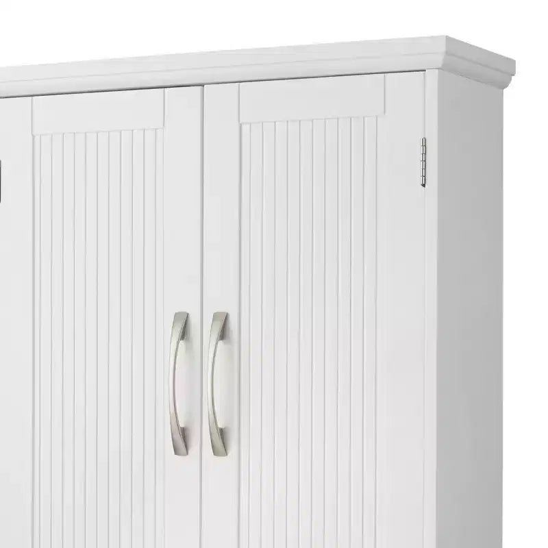 Teamson Home Newport Wall Mounted Storage Cabinet with 2 Doors, Adjustable Shelf and Brushed Nickel Handles, White