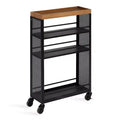 Kate and Laurel Piazza Rectangle Metal Storage Cart, 18x7x30, Natural and Black