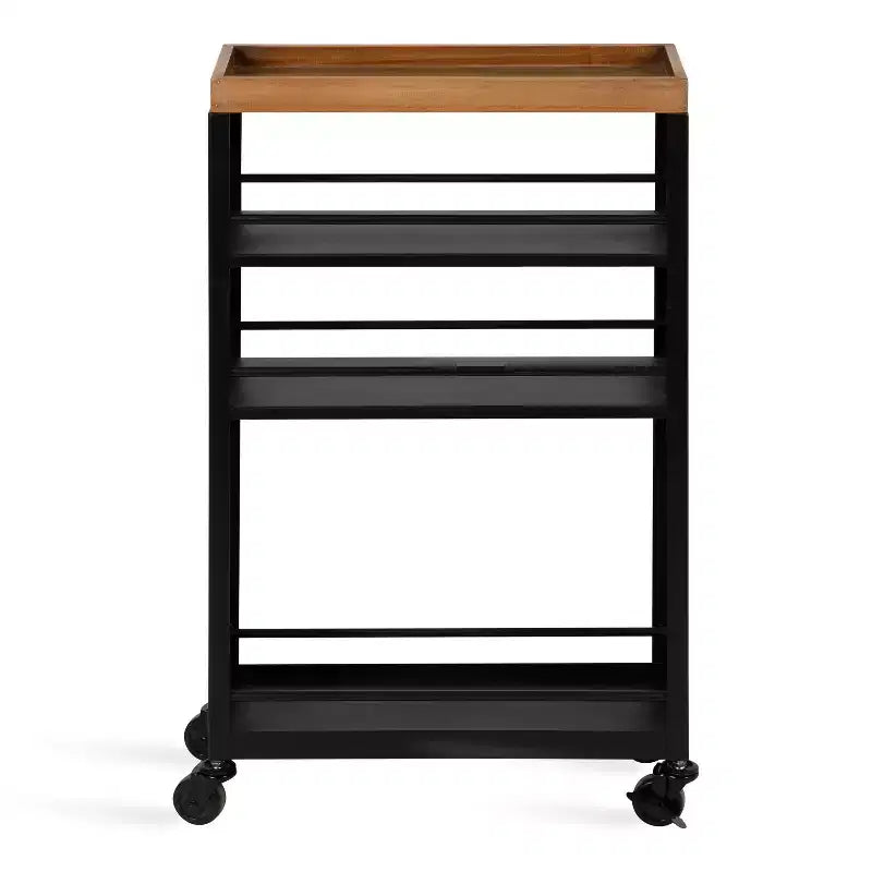 Carrello contenitore in metallo rettangolare Piazza, 18x7x30, naturale e nero
