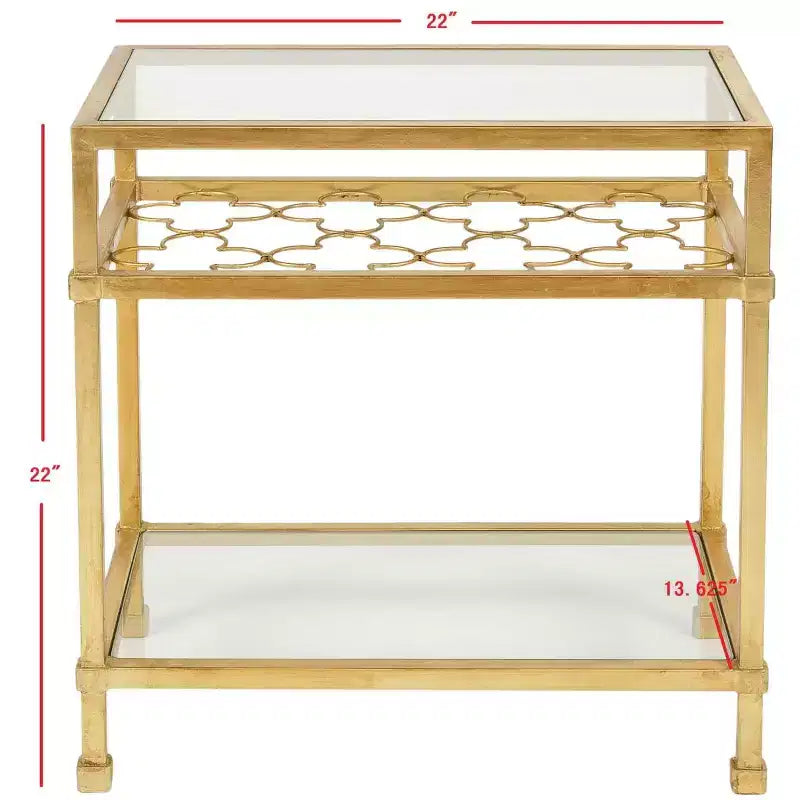 Hanzel Gold Leaf Glass Side Table - AMH8312 - Safavieh Couture