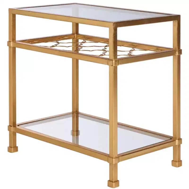 Hanzel Gold Leaf Glass Side Table - AMH8312 - Safavieh Couture