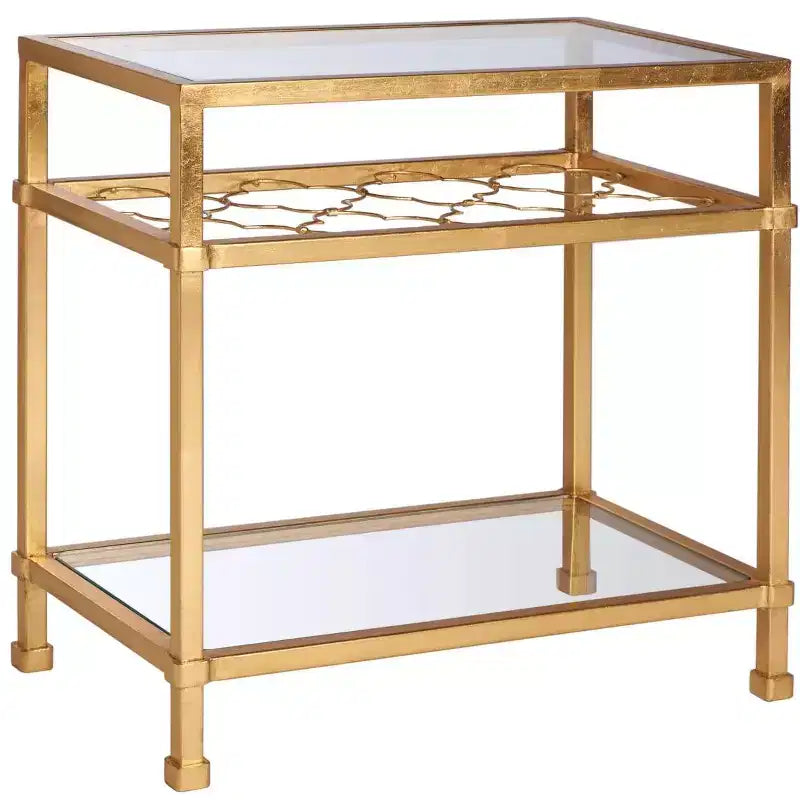Hanzel Gold Leaf Glass Side Table - AMH8312 - Safavieh Couture