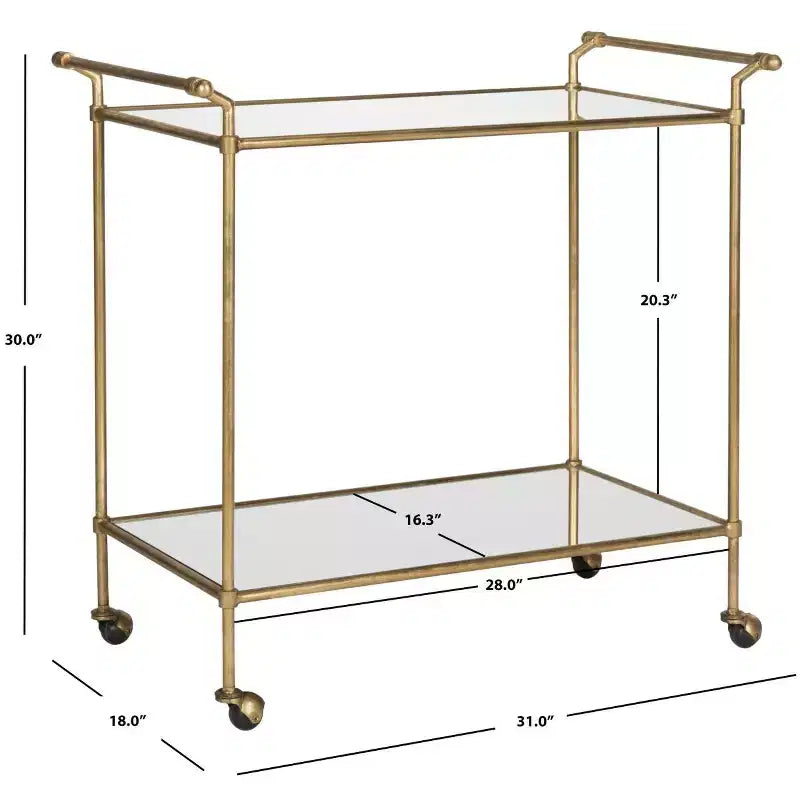 Felicity Bar Cart - FOX2558A - Gold/Mirror - Safavieh