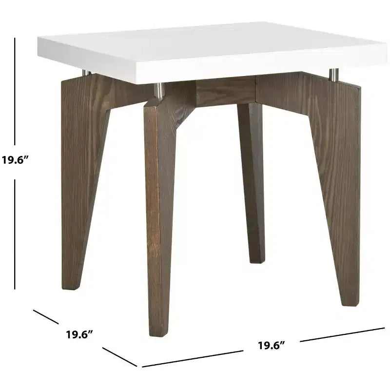 Josef End Table - FOX4224 - White/Dark Brown - Safavieh Couture