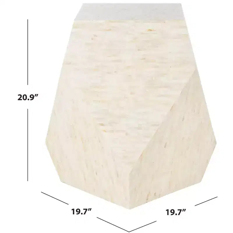 Lea Mosaic Geometric Side Table - TRB1010A - Multi/Light Beige - Safavieh