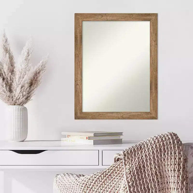 Amanti Art Owl Brown Narrow Non-Beveled Wood Framed Wall Mirror