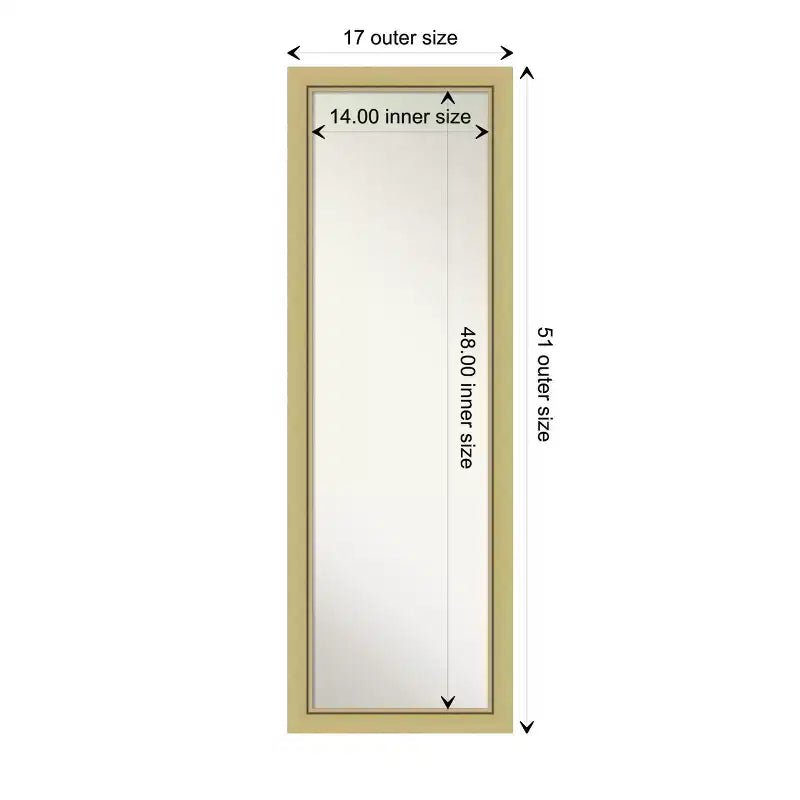 Amanti Art Landon Gold Narrow Non-Beveled On the Door Mirror Full Length Mirror, Wall Mirror 51.5 in x 17.5 in.