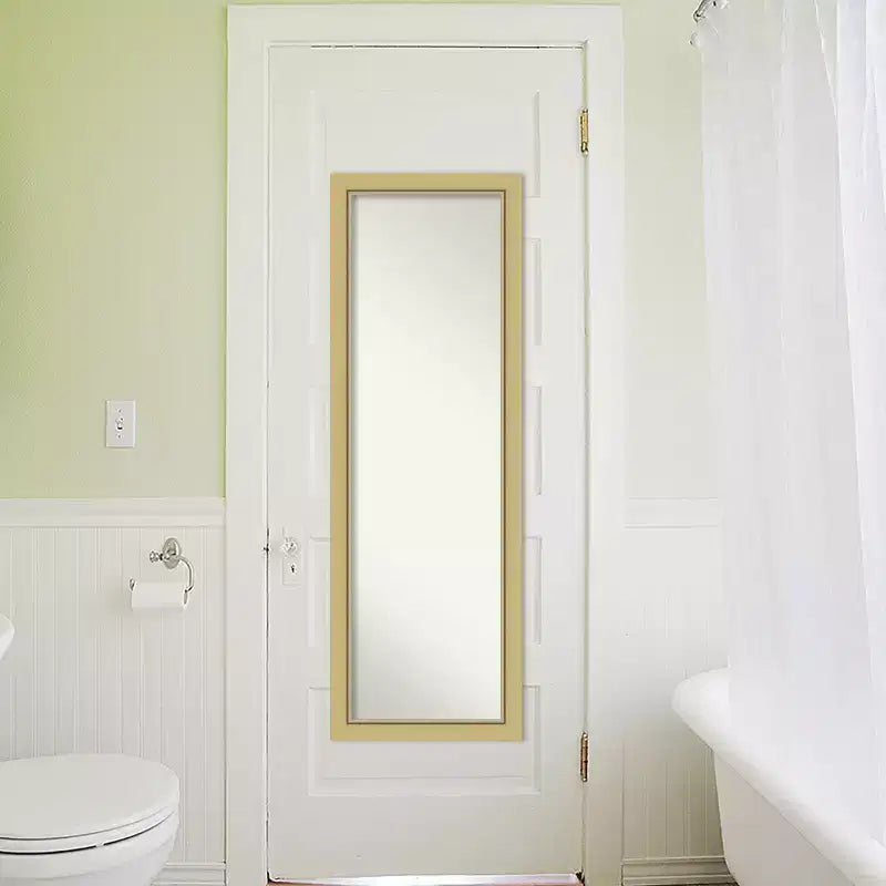 Amanti Art Landon Gold Narrow Non-Beveled On the Door Mirror Full Length Mirror, Wall Mirror 51.5 in x 17.5 in.