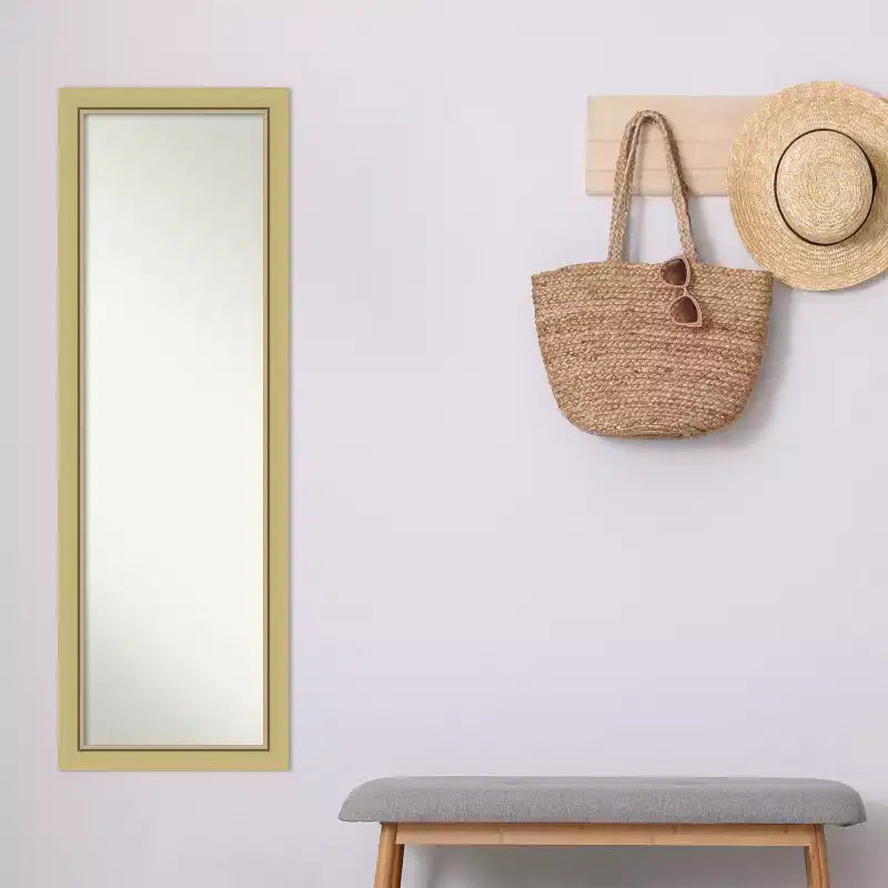 Amanti Art Landon Gold Narrow Non-Beveled On the Door Mirror Full Length Mirror, Wall Mirror 51.5 in x 17.5 in.