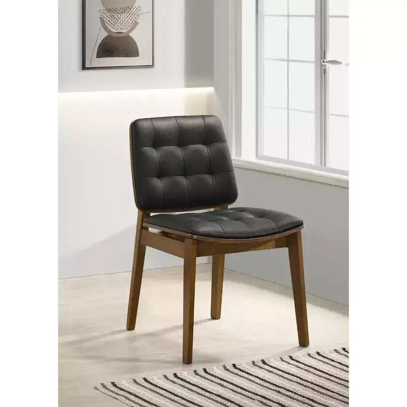 Simple Relax Set of 2 Side Chairs in Natural Walnut and Black