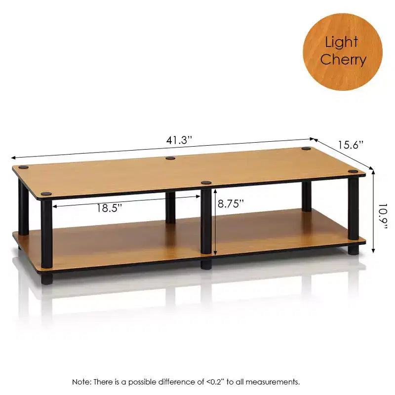 Furinno No Tools Wide TV Stand Media Entertainment Center for TVs up to 43 with Large Capacity Light Cherry Color Black Tube