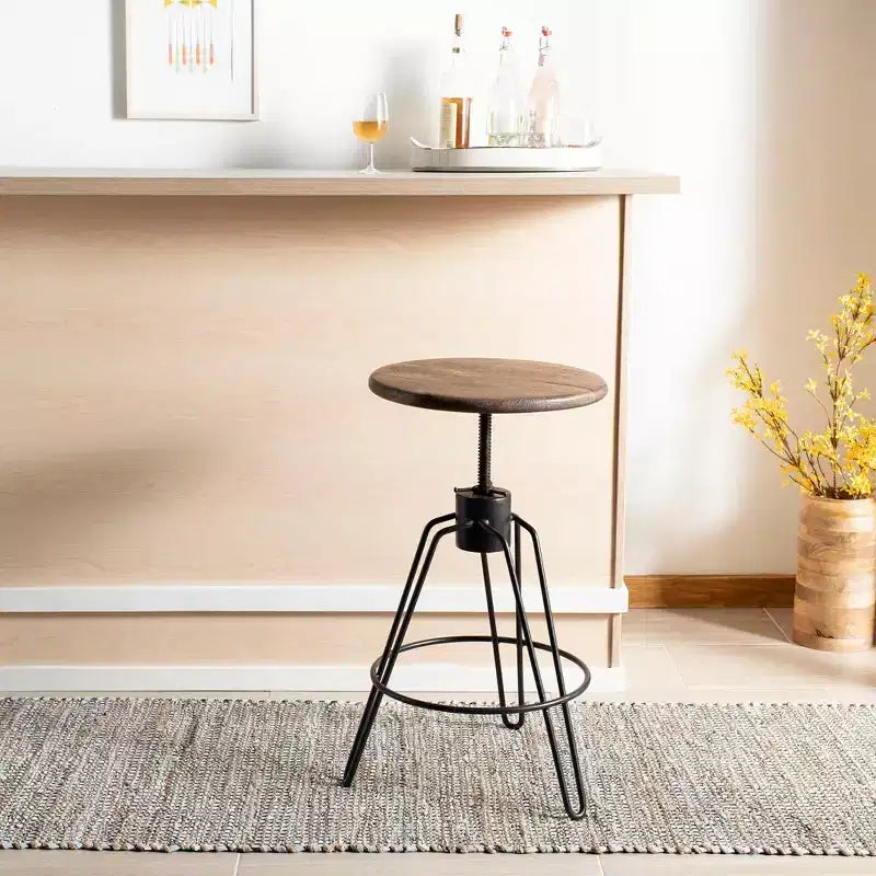 Kai Adjustable Swivel Counter Stool - BST3700 - Natural Honey/Black - Safavieh