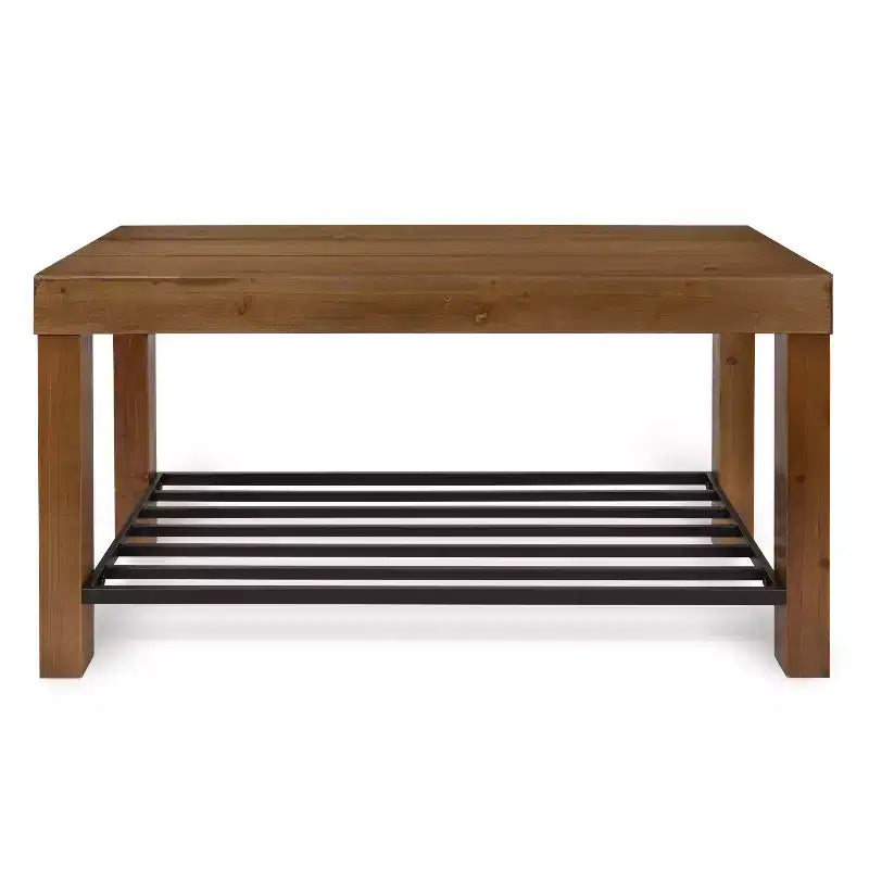 Kate and Laurel Jeran Rectangle Wood Bench, 36x14x20, Brown