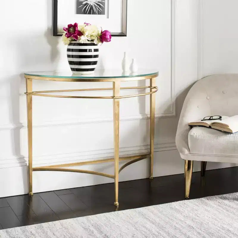Baur Console Table - AMH8306A - Gold - Safavieh Couture