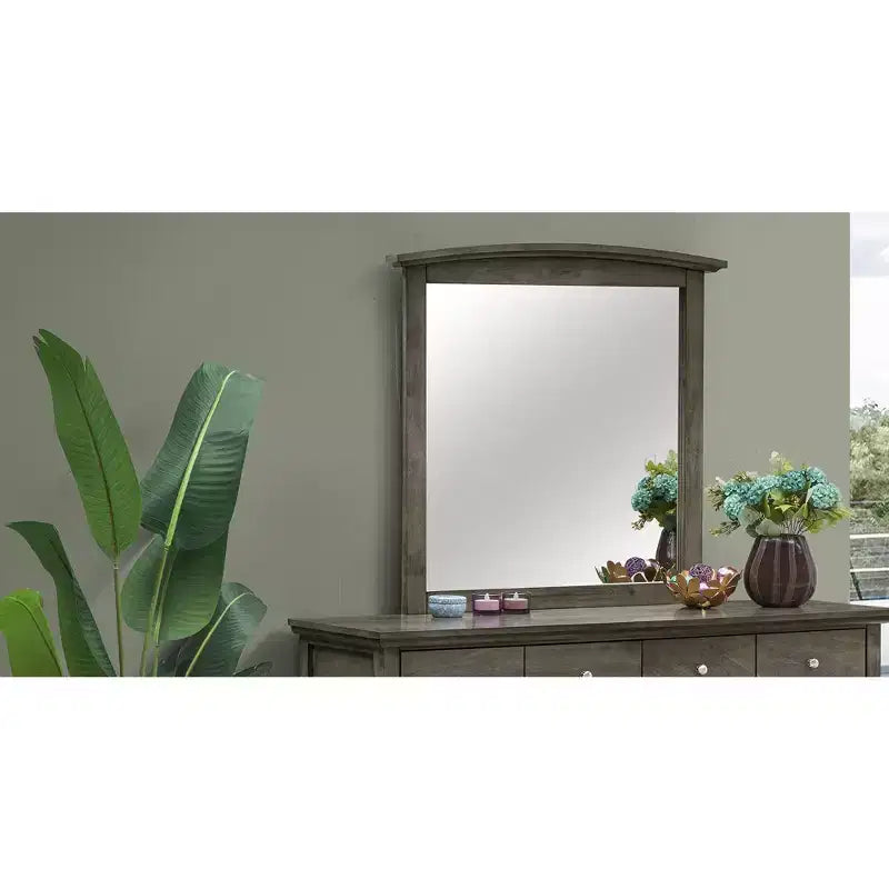 Passion Furniture 37 in. x 35 in. Classic Rectangle Framed Dresser Mirror