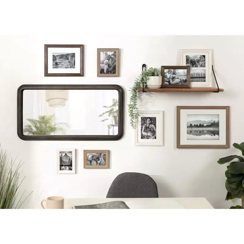 Kate and Laurel Pao Framed Wood Wall Mirror, 17x32, Gray