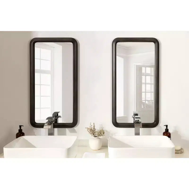 Kate and Laurel Pao Framed Wood Wall Mirror, 17x32, Gray