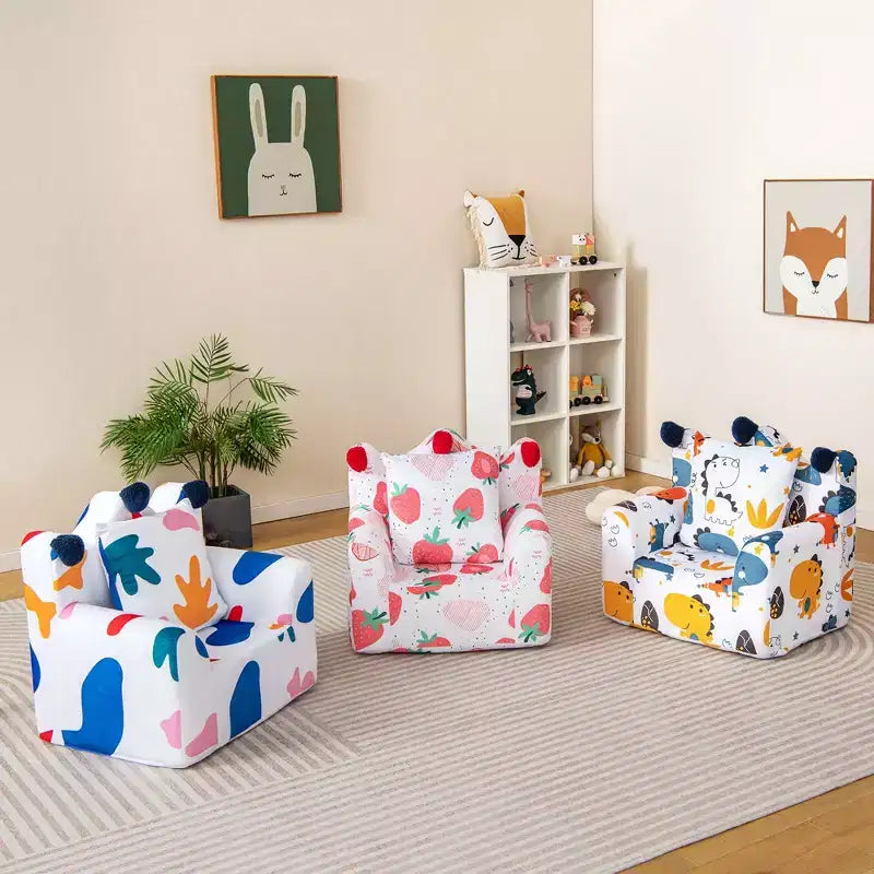 Costway Kids Sofa Chair Foam Filled Armchair Dinosaur Toddler Couch with Cover & Pillow