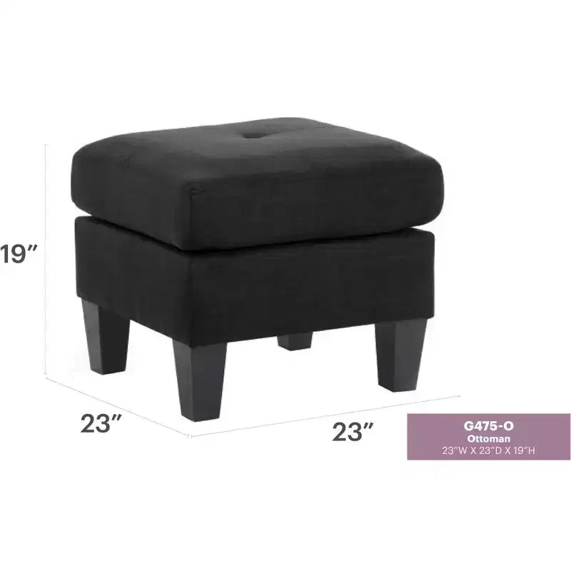 Passion Furniture Newbury Polyester Upholstered Ottoman