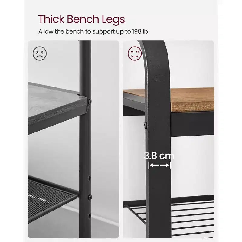 VASAGLE 4-in-1 Coat Rack Hall Tree, 9 Removable Hooks, Entryway Bench with Shoe Storage for Apartment, Living Room