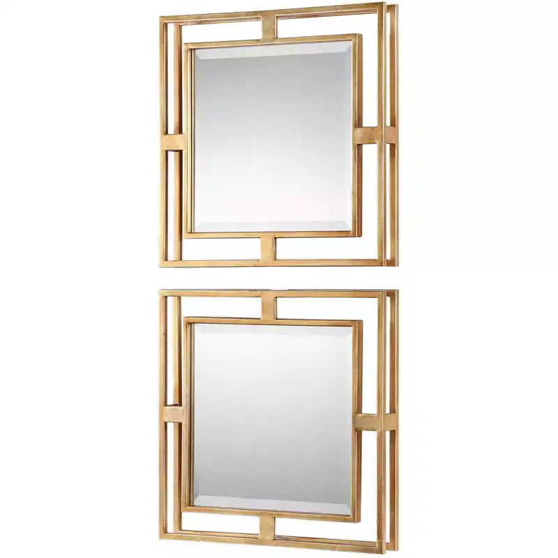 Uttermost Allick Antiqued Gold Leaf 18 Square Wall Mirror Set of 2