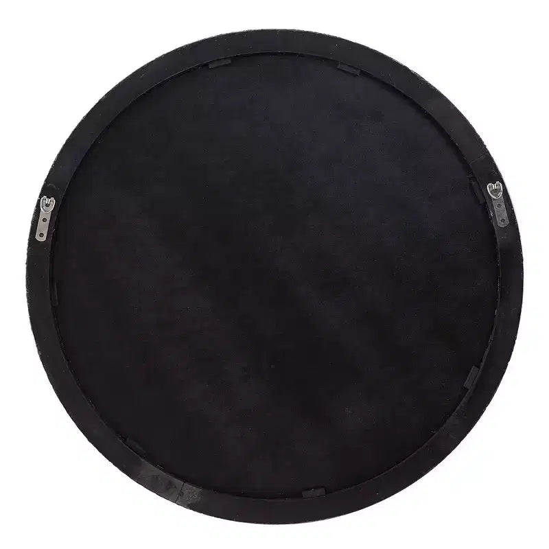 Uttermost Round Vanity Accent Wall Mirror Rustic Beveled Antiqued Metallic Gold Leaf Wood Frame 30 Wide for Bathroom Bedroom