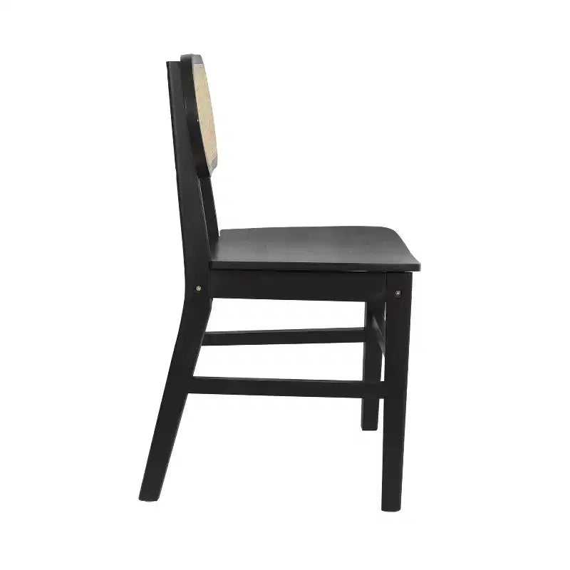Flash Furniture Jacob Set of 2 Commercial Cane Rattan Dining and Event Chairs with Solid Wood Frame and Seat
