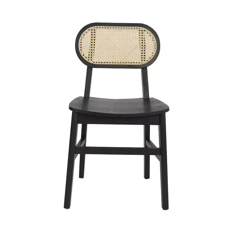 Flash Furniture Jacob Set of 2 Commercial Cane Rattan Dining and Event Chairs with Solid Wood Frame and Seat