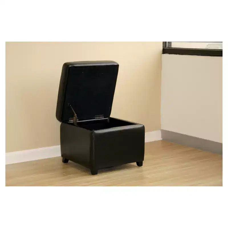 Full Leather Small Storage Cube Ottoman - Baxton Studio