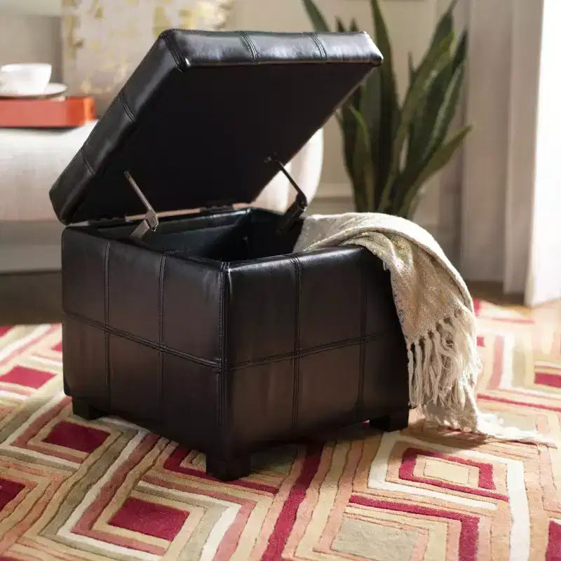 Maiden Square Tufted Storage Ottoman - HUD8231 - Safavieh Couture