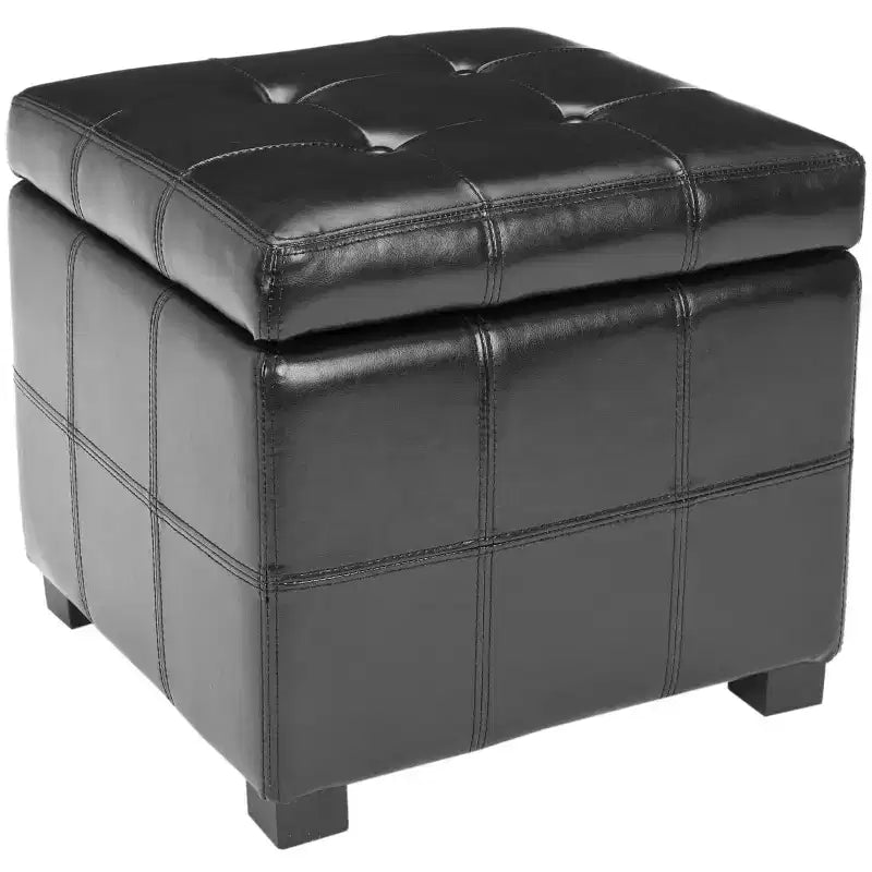 Maiden Square Tufted Storage Ottoman - HUD8231 - Safavieh Couture
