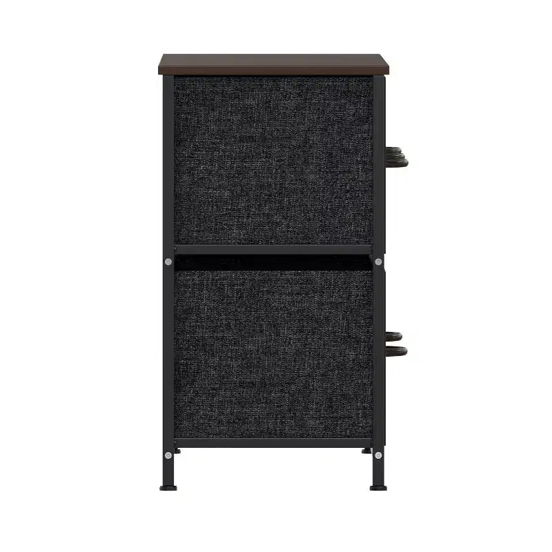 Emma and Oliver 5 Drawer Storage Dresser with Cast Iron Frame, Wood Top, and Easy Pull Fabric Drawers with Wooden Handles