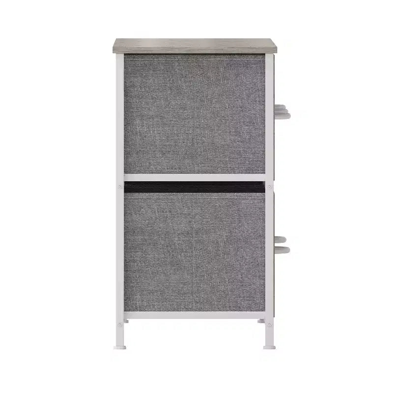 Emma and Oliver 5 Drawer Storage Dresser with Cast Iron Frame, Wood Top, and Easy Pull Fabric Drawers with Wooden Handles