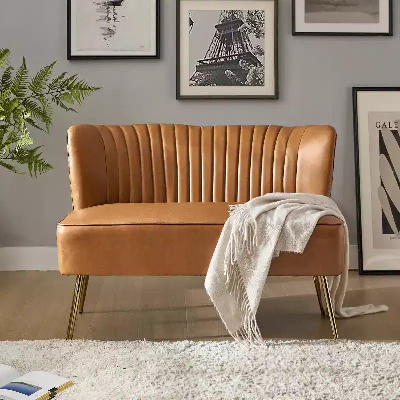 Monica 47 Contemporary Wing back Loveseat for Living Room and Bedroom Comfy Armless 2-Seater Sofa with Metal Legs | KARAT HOME
