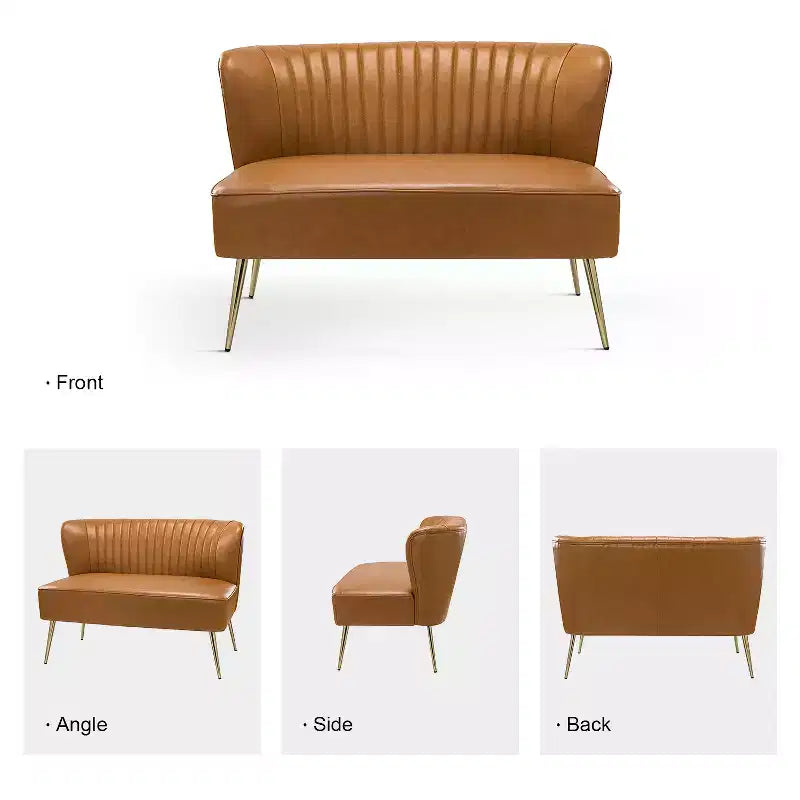 Monica 47 Contemporary Wing back Loveseat for Living Room and Bedroom Comfy Armless 2-Seater Sofa with Metal Legs | KARAT HOME