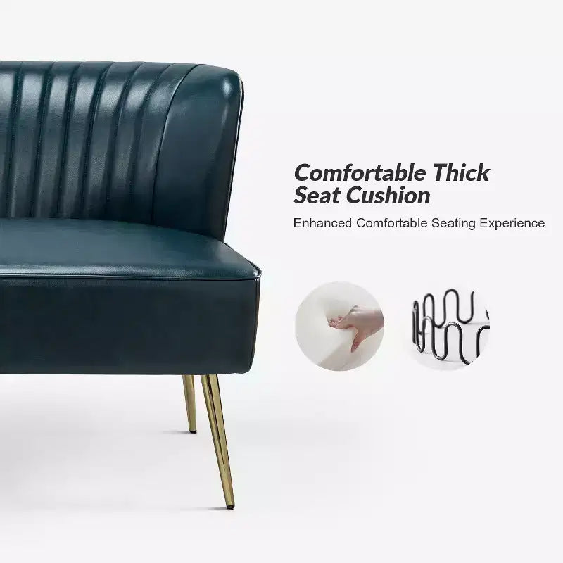 Monica 47 Contemporary Wing back Loveseat for Living Room and Bedroom Comfy Armless 2-Seater Sofa with Metal Legs | KARAT HOME