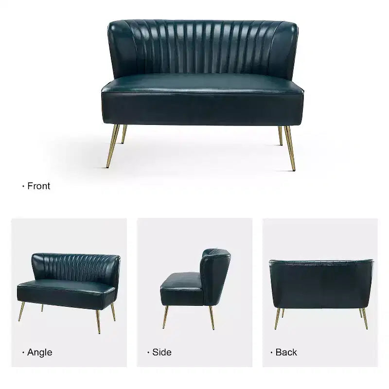 Monica 47 Contemporary Wing back Loveseat for Living Room and Bedroom Comfy Armless 2-Seater Sofa with Metal Legs | KARAT HOME