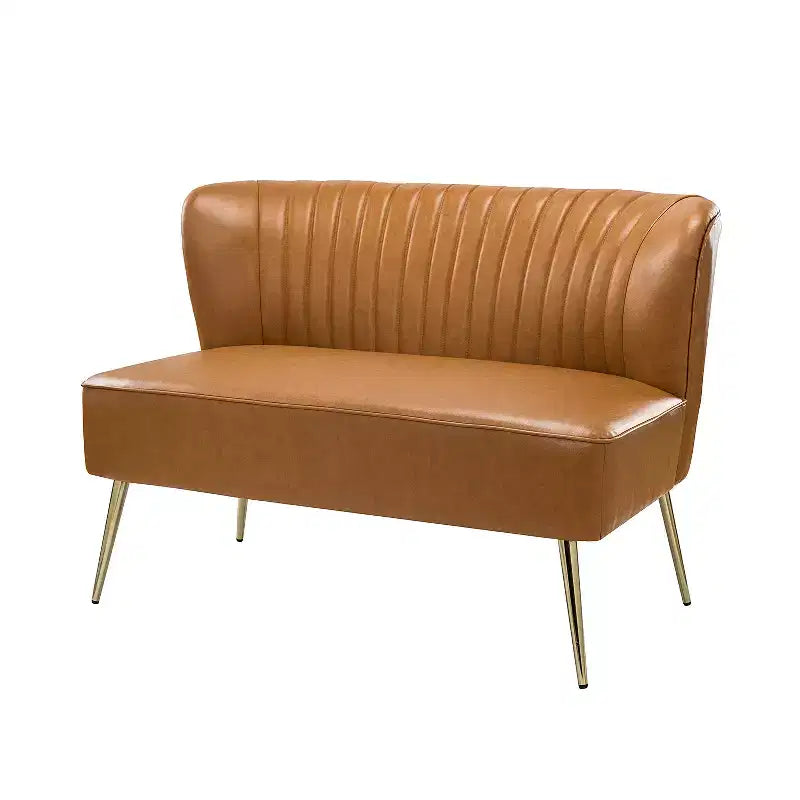 Monica 47 Contemporary Wing back Loveseat for Living Room and Bedroom Comfy Armless 2-Seater Sofa with Metal Legs | KARAT HOME