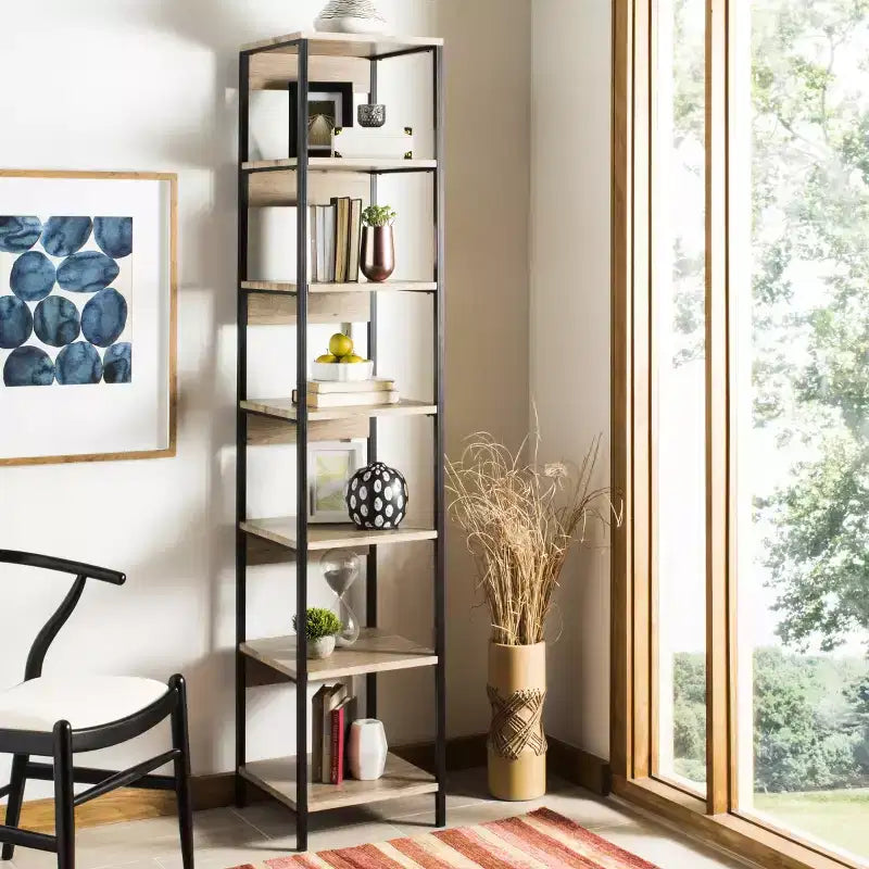 Lisa Etagere - FOX4275 - Oak/Black - Safavieh Couture