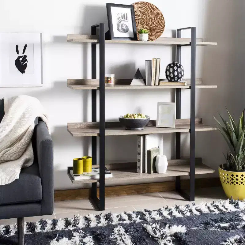 Melissa Etagere - FOX4282 - Light Brown/Black - Safavieh Couture