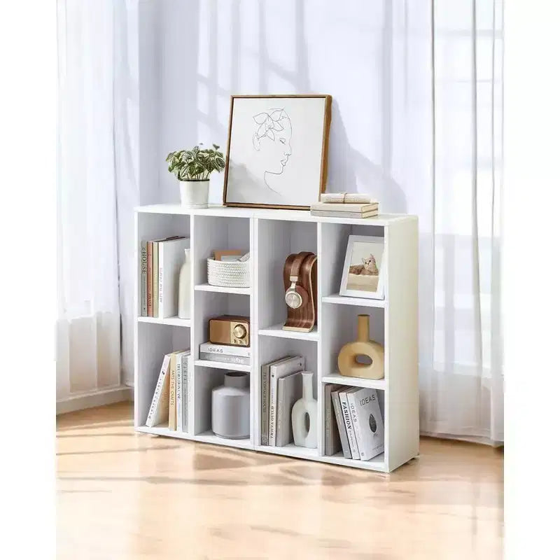 VASAGLE Bookcase Bookshelf with 5 Compartments Freestanding Shelves and Cube Organizer Display Shelf for Small Spaces White