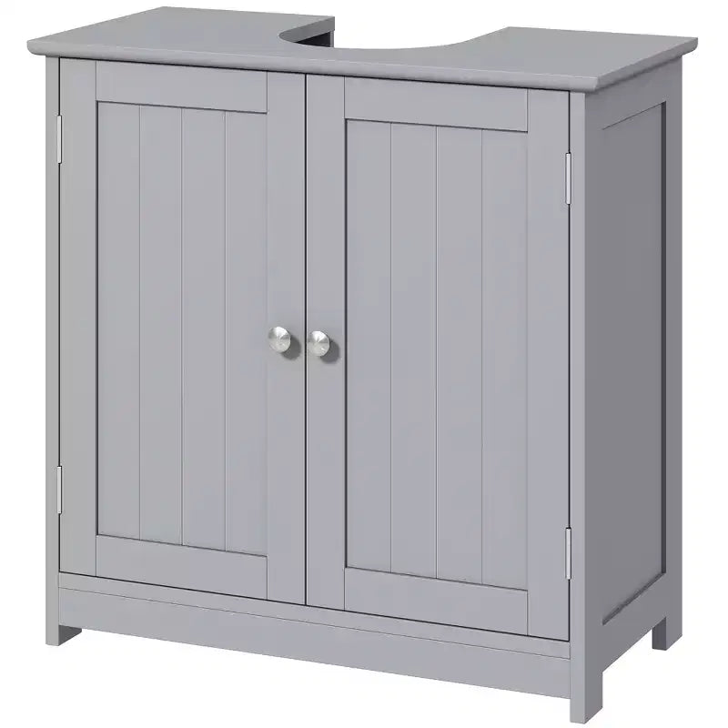 kleankin Vanity Base Cabinet, Under-Sink Bathroom Cabinet Storage with U-Shape Cut-Out and Adjustable Internal Shelf