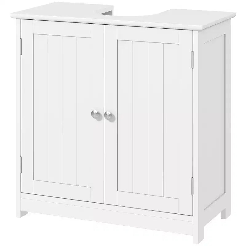 kleankin Vanity Base Cabinet, Under-Sink Bathroom Cabinet Storage with U-Shape Cut-Out and Adjustable Internal Shelf